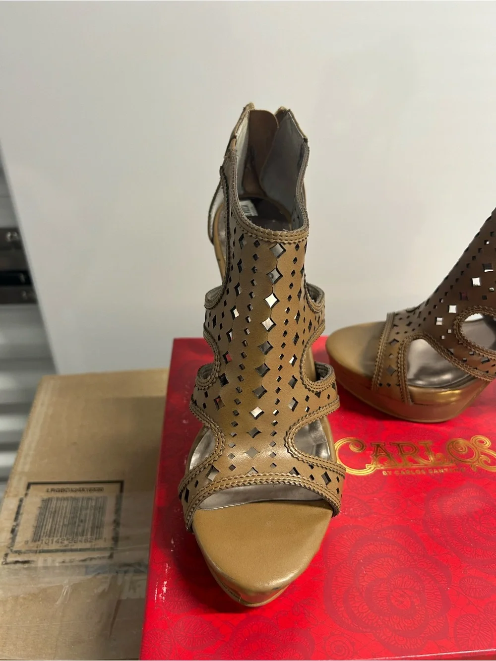 Carlos Santana Brown Laser-Cut Platform Sandals